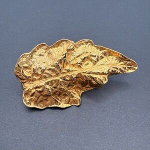 Vintage 1981 Mimi Di N Gold Tone Crinkled Leaf Belt Buckle Piece